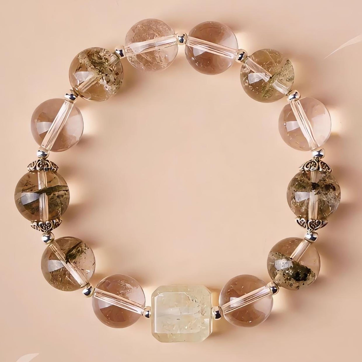 Green Phantom & Green Quartz Cube Bracelet – “The Clarity Matrix”