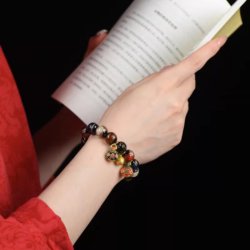 Blessing Bracelet – Incense Ash Glazed Beast Design