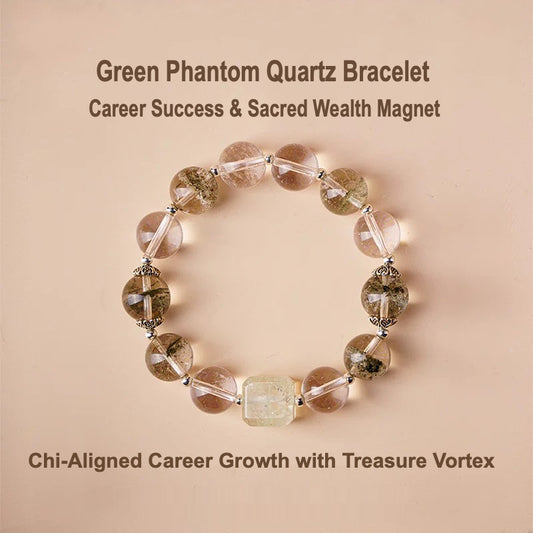 Green Phantom & Green Quartz Cube Bracelet – “The Clarity Matrix”