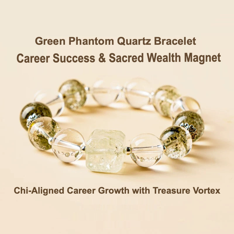 Green Phantom & Green Quartz Cube Bracelet – “The Clarity Matrix”