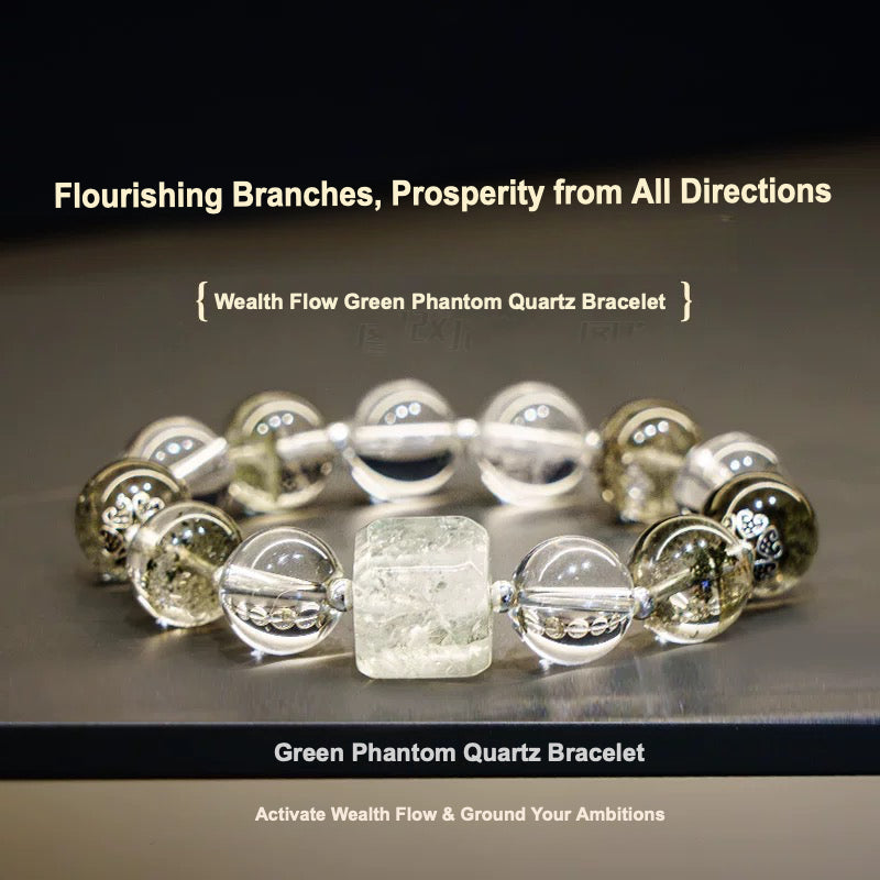 Green Phantom & Green Quartz Cube Bracelet – “The Clarity Matrix”