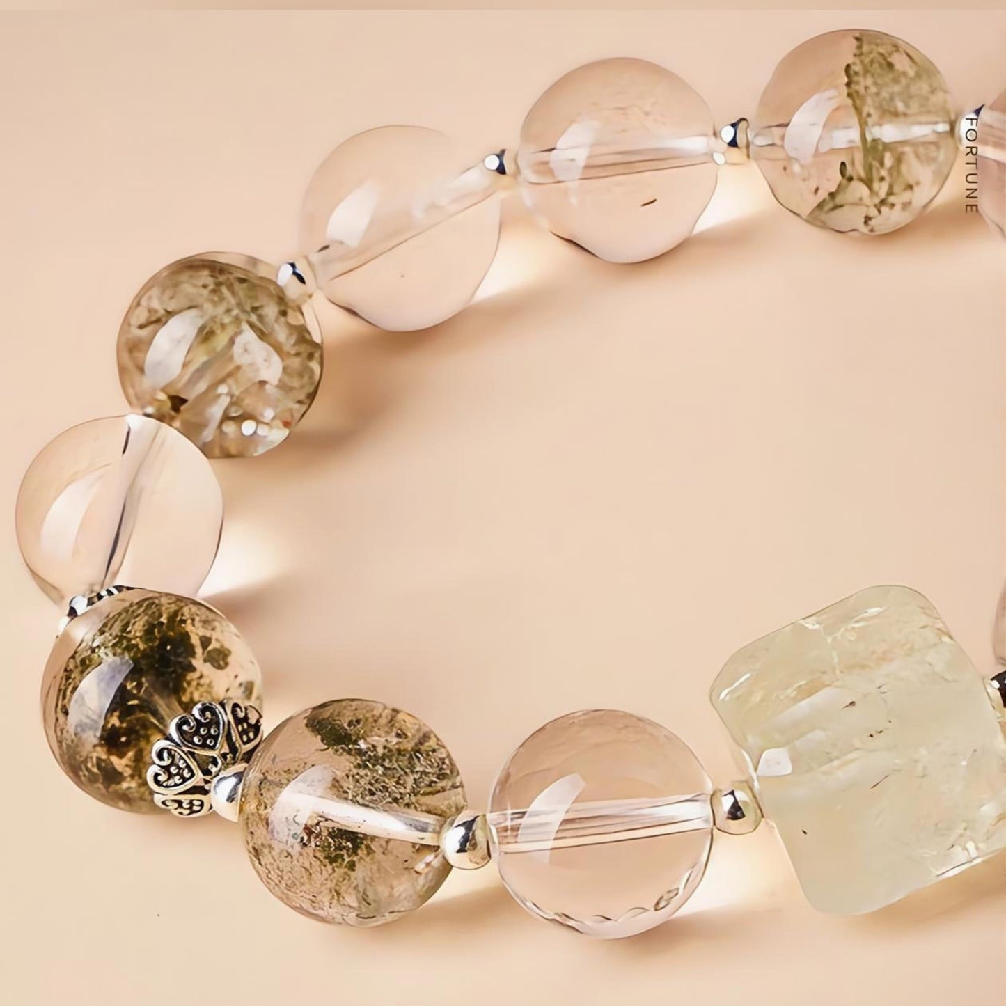 Green Phantom & Green Quartz Cube Bracelet – “The Clarity Matrix”