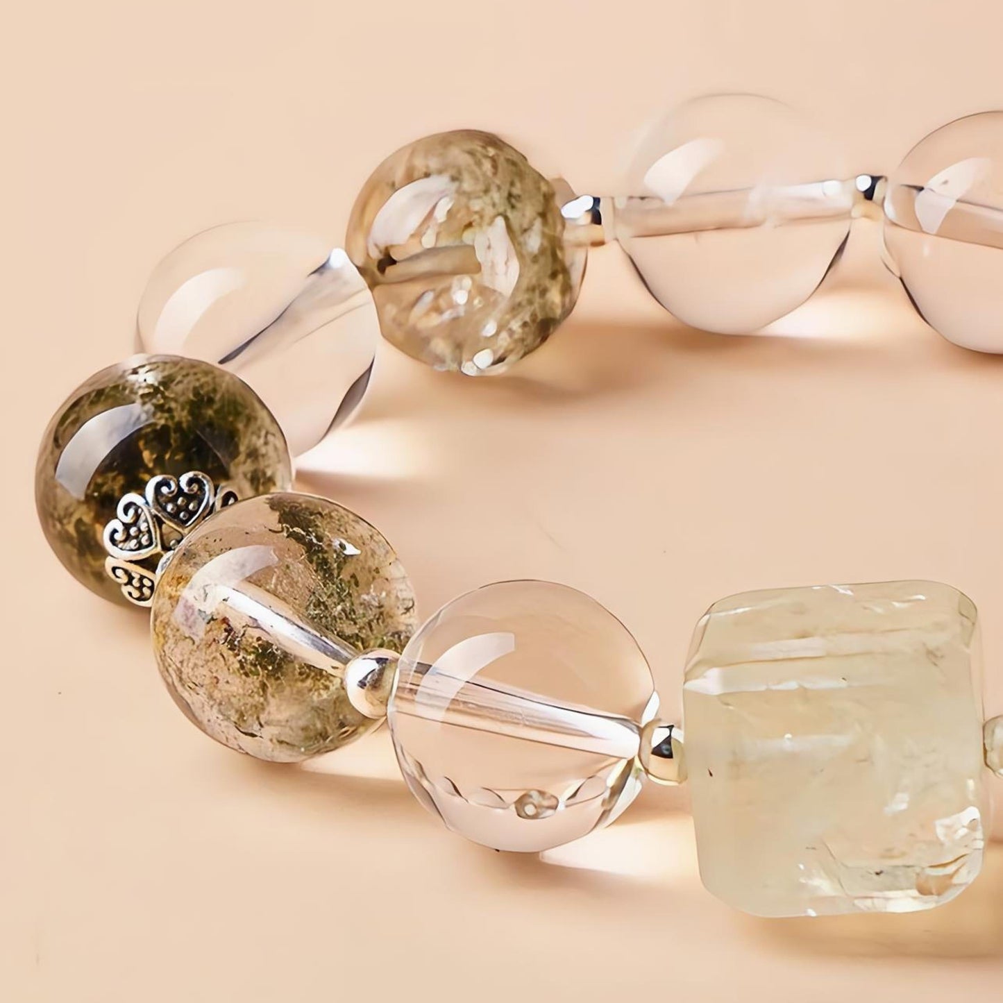 Green Phantom & Green Quartz Cube Bracelet – “The Clarity Matrix”