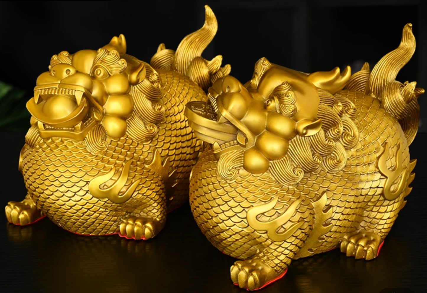 Feng Shui Brass Pixiu Pair – Wealth & Protection Statues