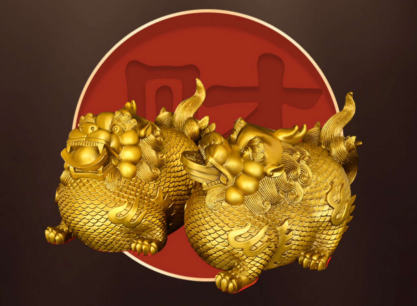 Feng Shui Brass Pixiu Pair – Wealth & Protection Statues