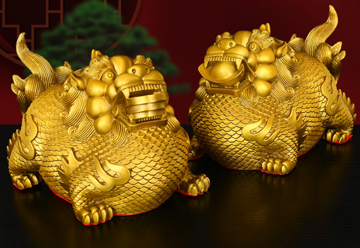 Feng Shui Brass Pixiu Pair – Wealth & Protection Statues