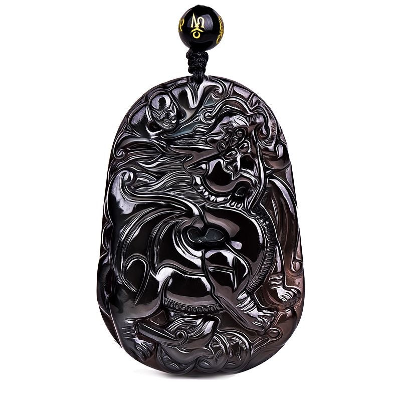 Black Obsidian Pi Xiu Pendant – Feng Shui Wealth Amulet