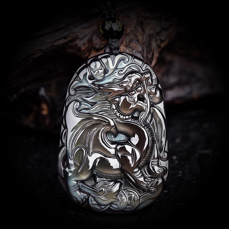 Black Obsidian Pi Xiu Pendant – Feng Shui Wealth Amulet