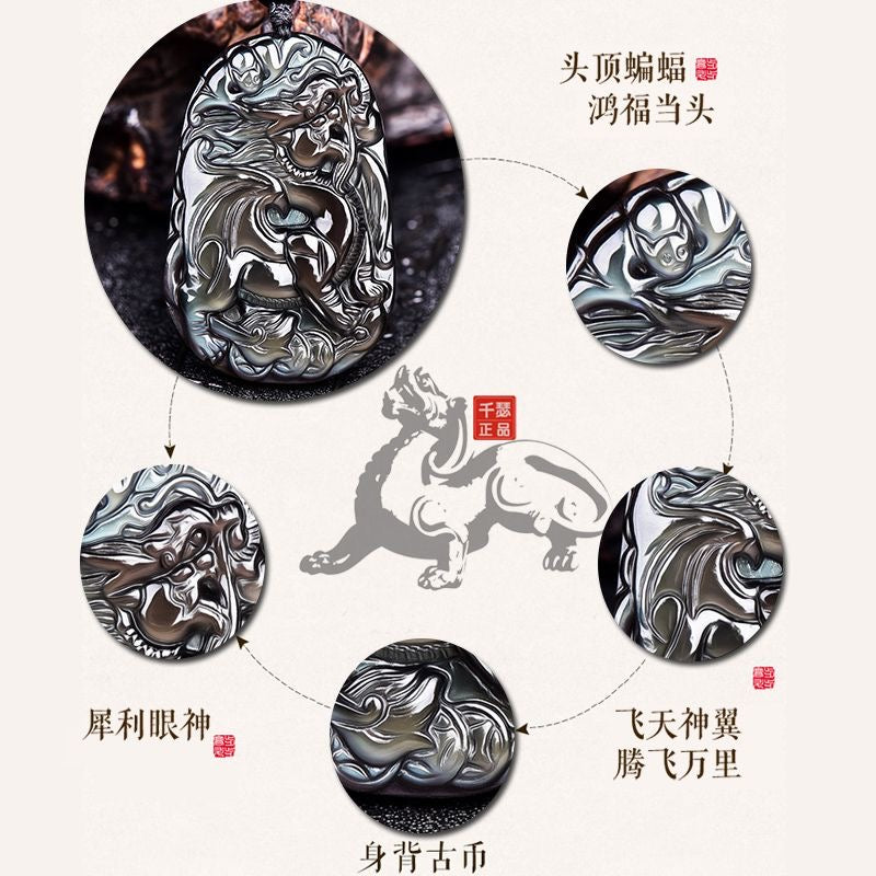 Black Obsidian Pi Xiu Pendant – Feng Shui Wealth Amulet